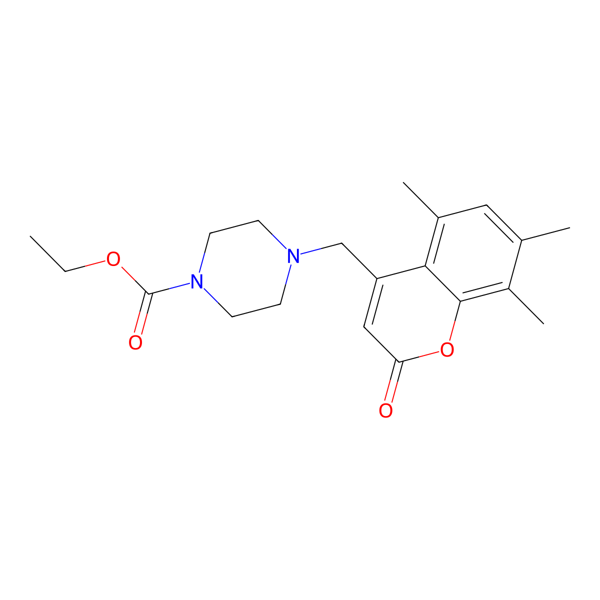 Ethyl 4-[(5,7,8-trimethyl-2-oxochromen-4-yl)methyl]piperazine-1-carboxylate molecular structure, CAS 846587-08-4