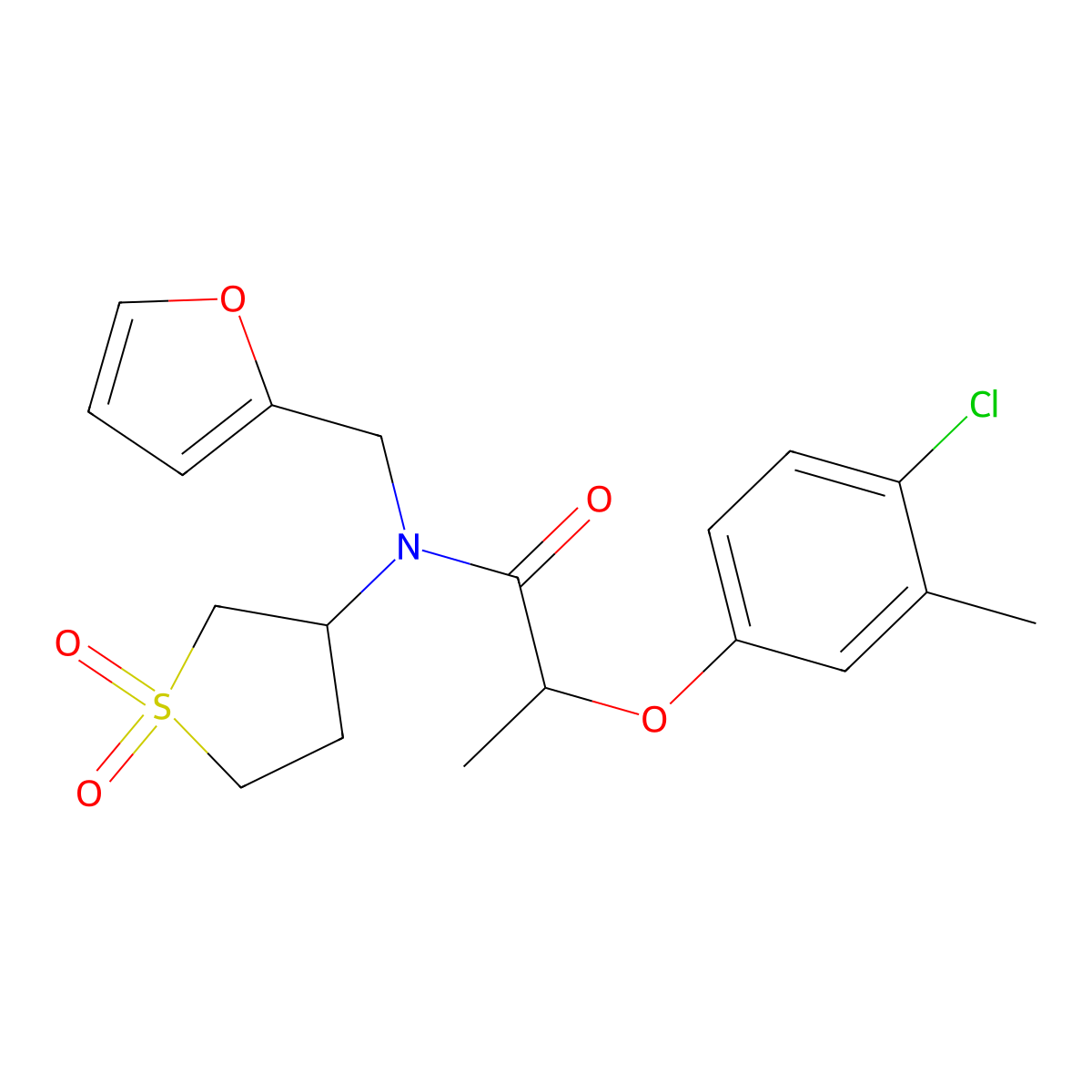2-(4-chloro-3-methylphenoxy)-N-(1,1-dioxidotetrahydrothiophen-3-yl)-N-(furan-2-ylmethyl)propanamide molecular structure, CAS 846587-42-6
