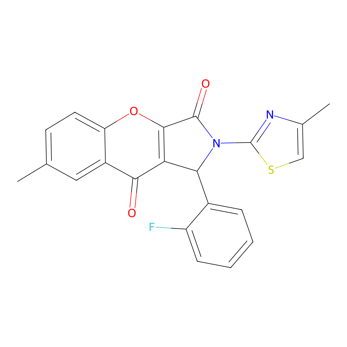 1-(2-Fluorophenyl)-7-methyl-2-(4-methylthiazol-2-yl)-1,2-dihydrochromeno[2,3-c]pyrrole-3,9-dione molecular structure, CAS 846587-48-2