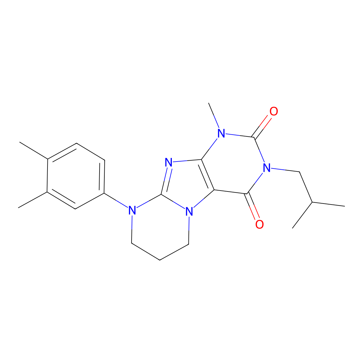 9-(3,4-dimethylphenyl)-1-methyl-3-(2-methylpropyl)-7,8-dihydro-6H-purino[7,8-a]pyrimidine-2,4-dione molecular structure, CAS 846587-55-1