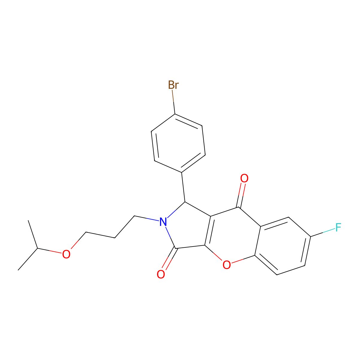 1-(4-Bromophenyl)-7-fluoro-2-(3-isopropoxypropyl)-1,2-dihydrochromeno[2,3-c]pyrrole-3,9-dione molecular structure, CAS 846587-61-9