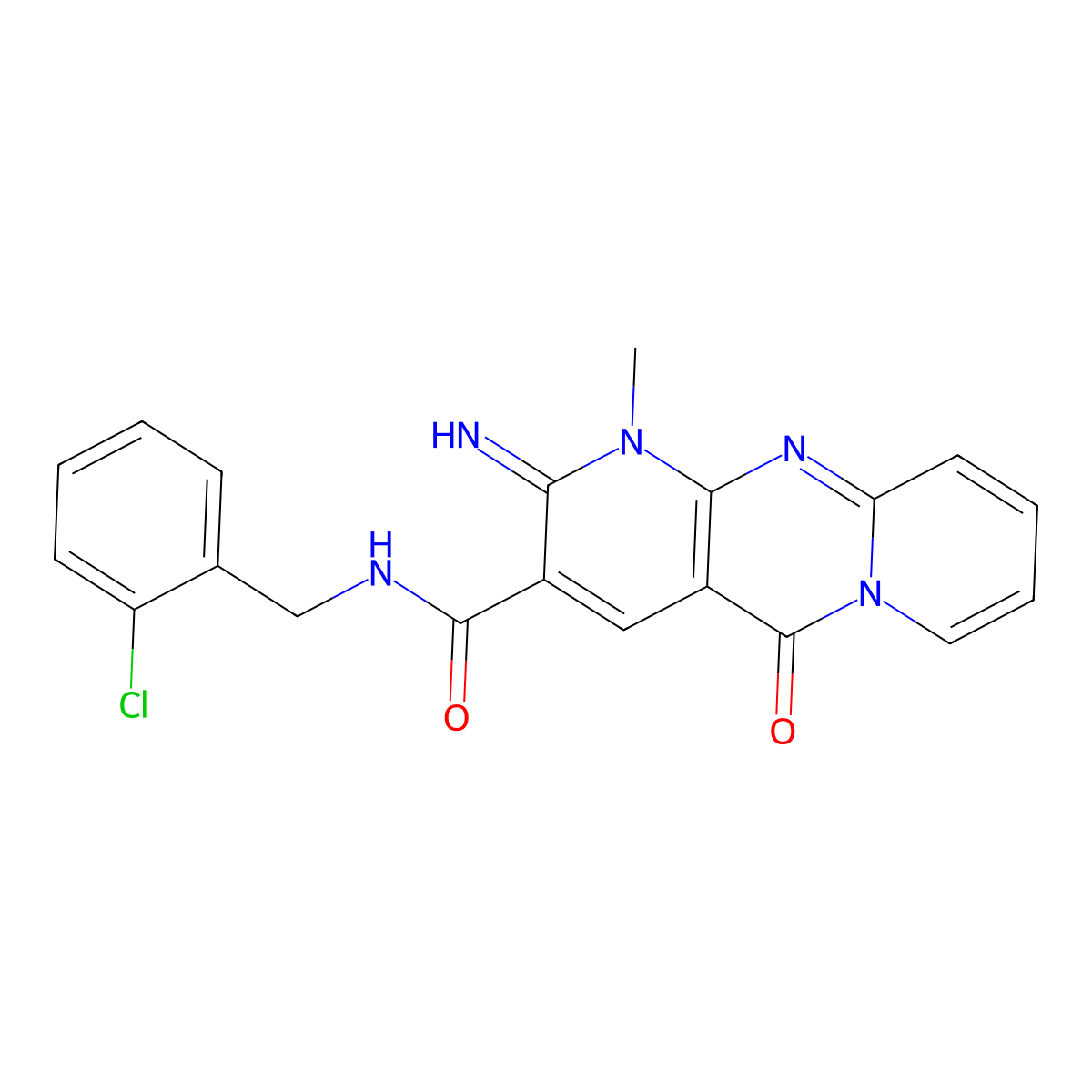 N-(2-chlorobenzyl)-2-imino-1-methyl-5-oxo-1,5-dihydro-2H-dipyrido[1,2-a:2',3'-d]pyrimidine-3-carboxamide molecular structure, CAS 846587-86-8