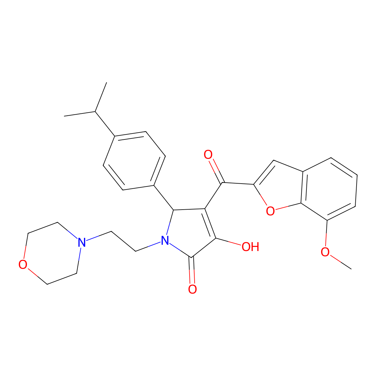 3-Hydroxy-4-[(7-methoxybenzo[d]furan-2-yl)carbonyl]-5-[4-(methylethyl)phenyl]-1-(2-morpholin-4-ylethyl)-3-pyrrolin-2-one molecular structure, CAS 846588-40-7
