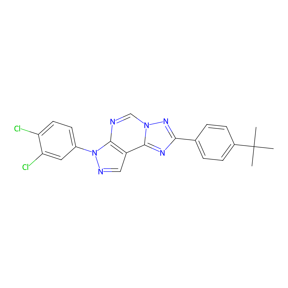 2-(4-tert-butylphenyl)-7-(3,4-dichlorophenyl)-7H-pyrazolo[4,3-e][1,2,4]triazolo[1,5-c]pyrimidine molecular structure, CAS 846588-56-5