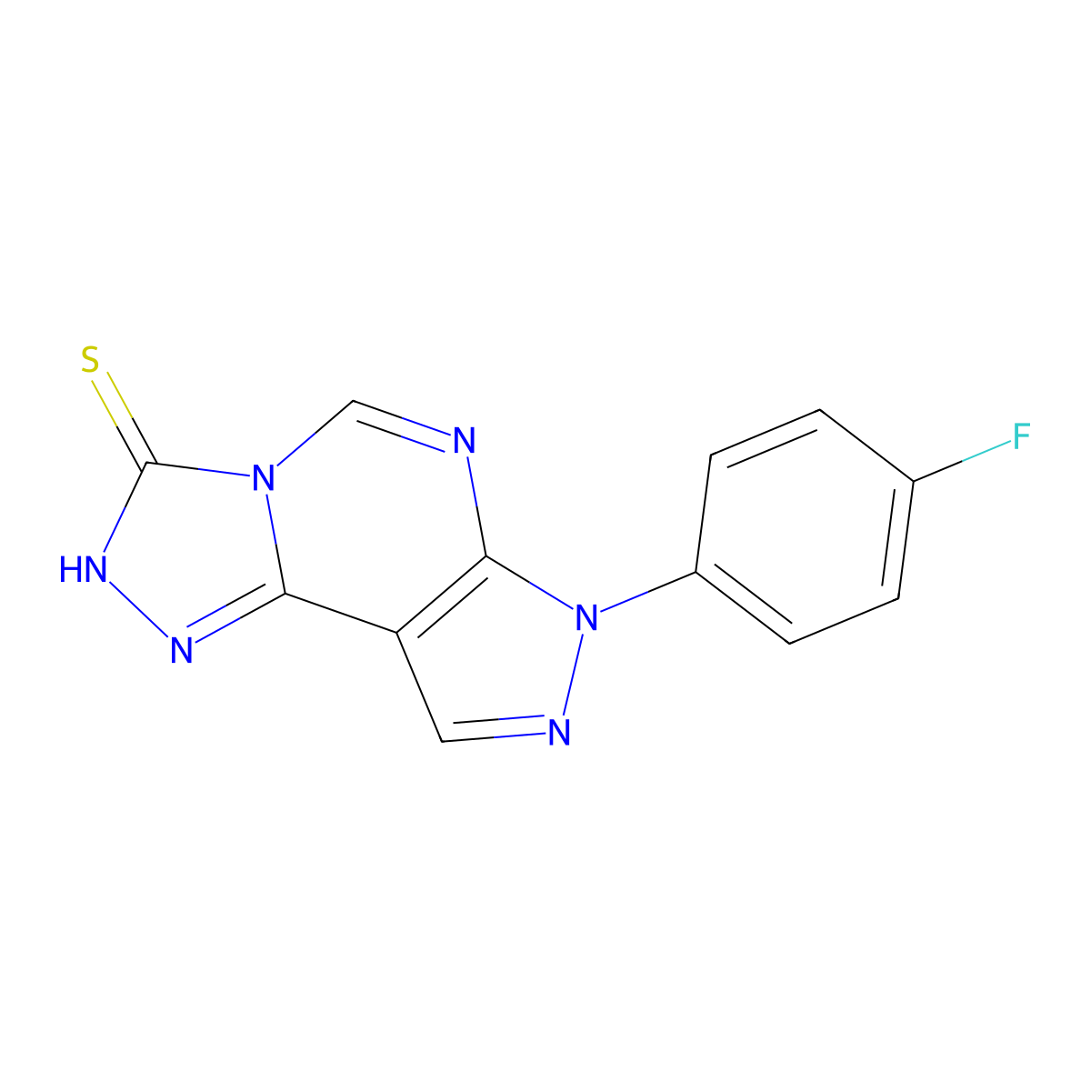 3-(4-Fluorophenyl)-6-hydropyrazolo[5,4-d]1,2,4-triazolo[4,3-e]pyrimidine-7-thi ol molecular structure, CAS 846589-36-4