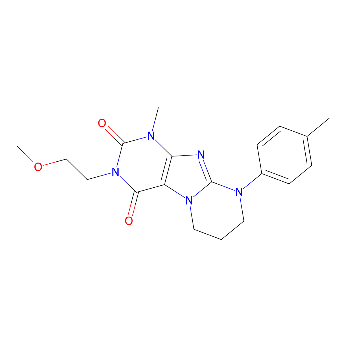3-(2-methoxyethyl)-1-methyl-9-(4-methylphenyl)-7,8-dihydro-6H-purino[7,8-a]pyrimidine-2,4-dione molecular structure, CAS 846589-48-8