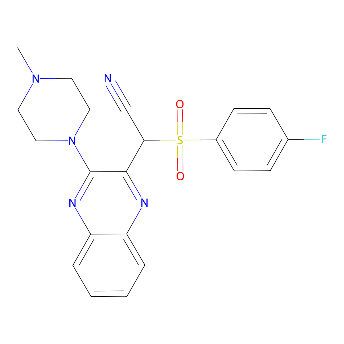 2-((4-Fluorophenyl)sulfonyl)-2-(3-(4-methylpiperazin-1-yl)quinoxalin-2-yl)acetonitrile molecular structure, CAS 846589-73-9