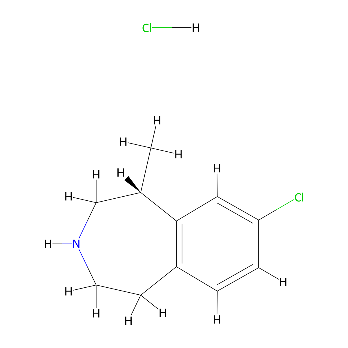 Lorcaserin Hydrochloride molecular structure, CAS 846589-98-8