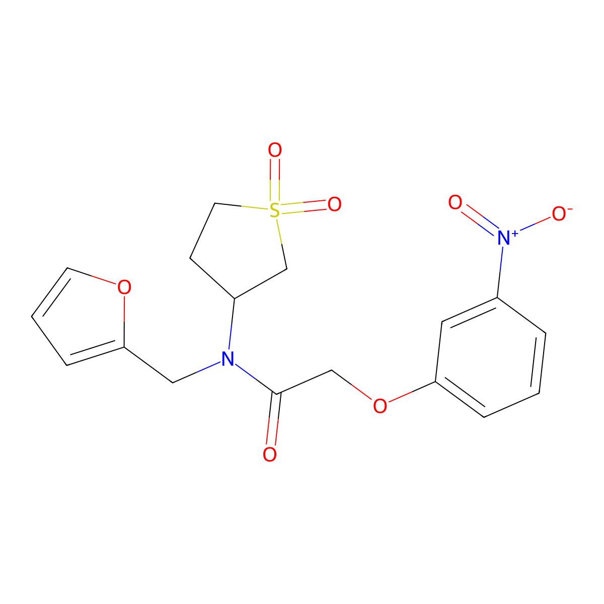N-(1,1-dioxidotetrahydro-3-thienyl)-N-(2-furylmethyl)-2-{3-nitrophenoxy}acetamide molecular structure, CAS 846590-09-8