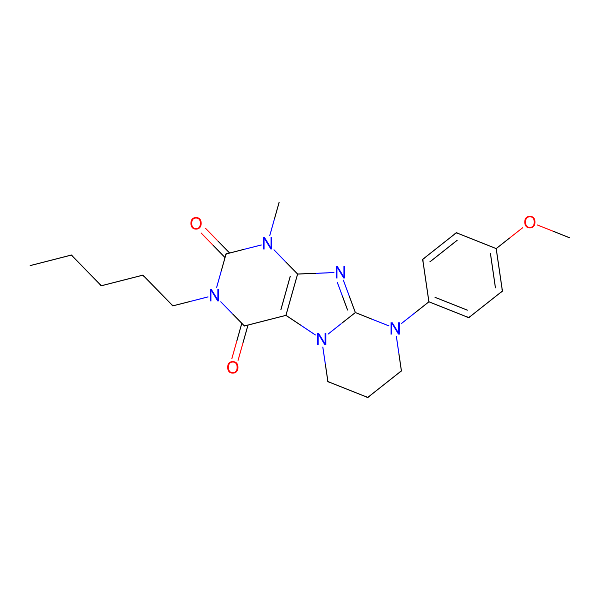 9-(4-methoxyphenyl)-1-methyl-3-pentyl-7,8-dihydro-6H-purino[7,8-a]pyrimidine-2,4-dione molecular structure, CAS 846590-24-7
