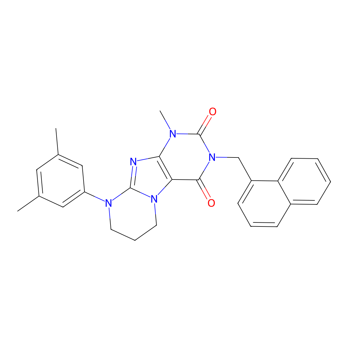 9-(3,5-dimethylphenyl)-1-methyl-3-(naphthalen-1-ylmethyl)-7,8-dihydro-6H-purino[7,8-a]pyrimidine-2,4-dione molecular structure, CAS 846590-34-9