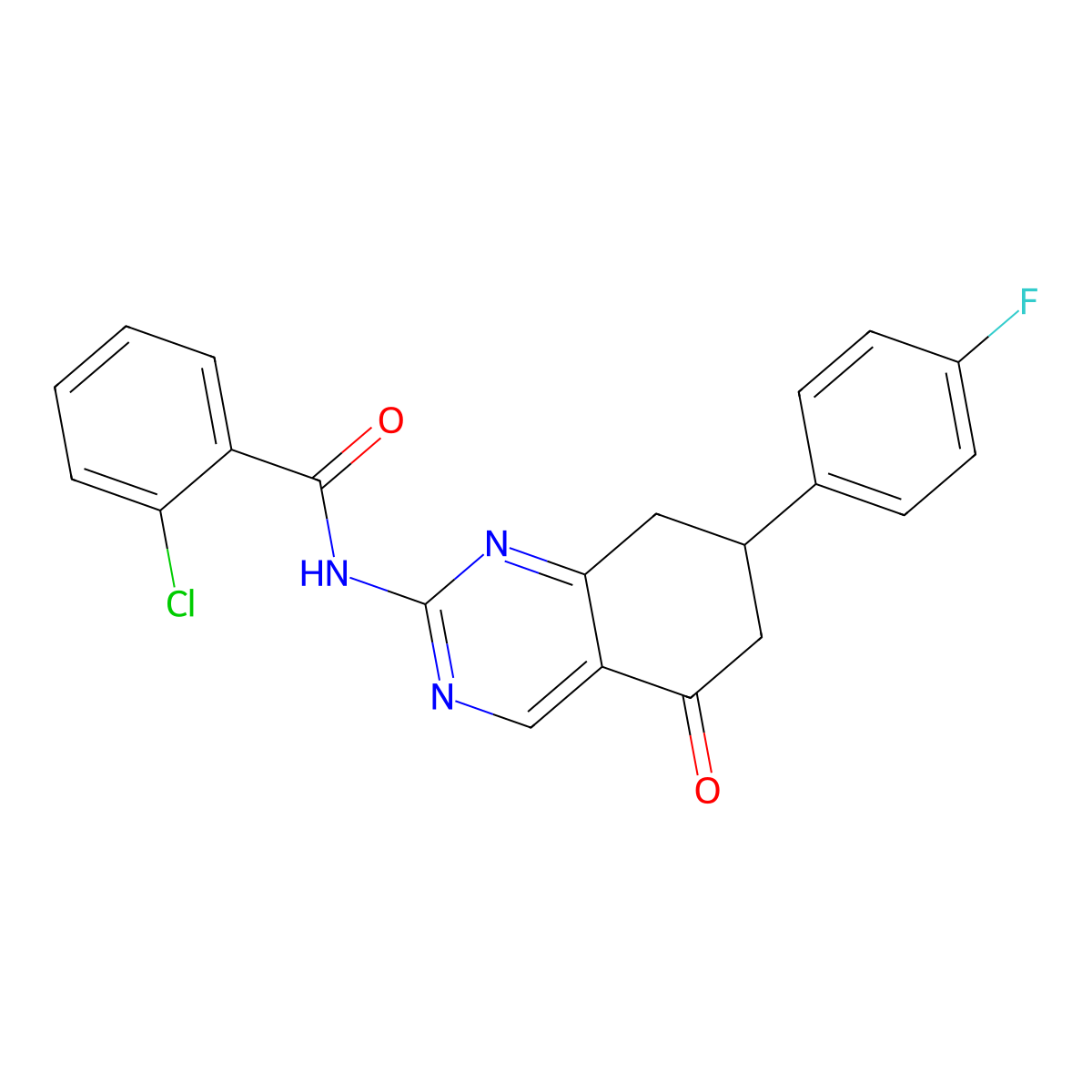 2-chloro-N-(7-(4-fluorophenyl)-5-oxo-5,6,7,8-tetrahydroquinazolin-2-yl)benzamide molecular structure, CAS 846590-60-1