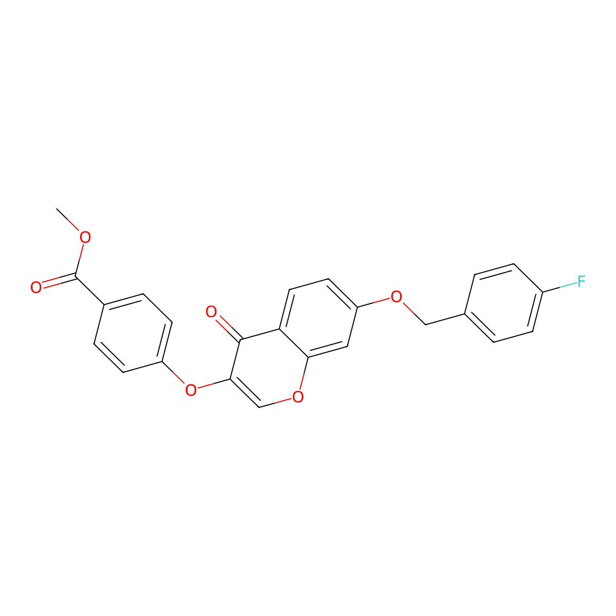 Methyl 4-[7-[(4-fluorophenyl)methoxy]-4-oxochromen-3-yl]oxybenzoate molecular structure, CAS 846590-62-3