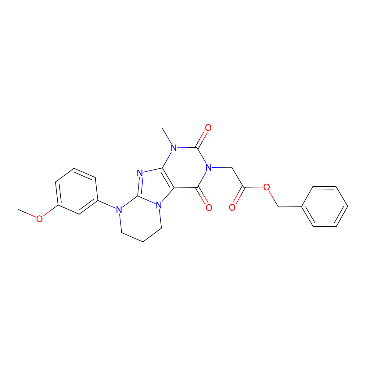 benzyl 2-[9-(3-methoxyphenyl)-1-methyl-2,4-dioxo-7,8-dihydro-6H-purino[7,8-a]pyrimidin-3-yl]acetate molecular structure, CAS 846590-74-7