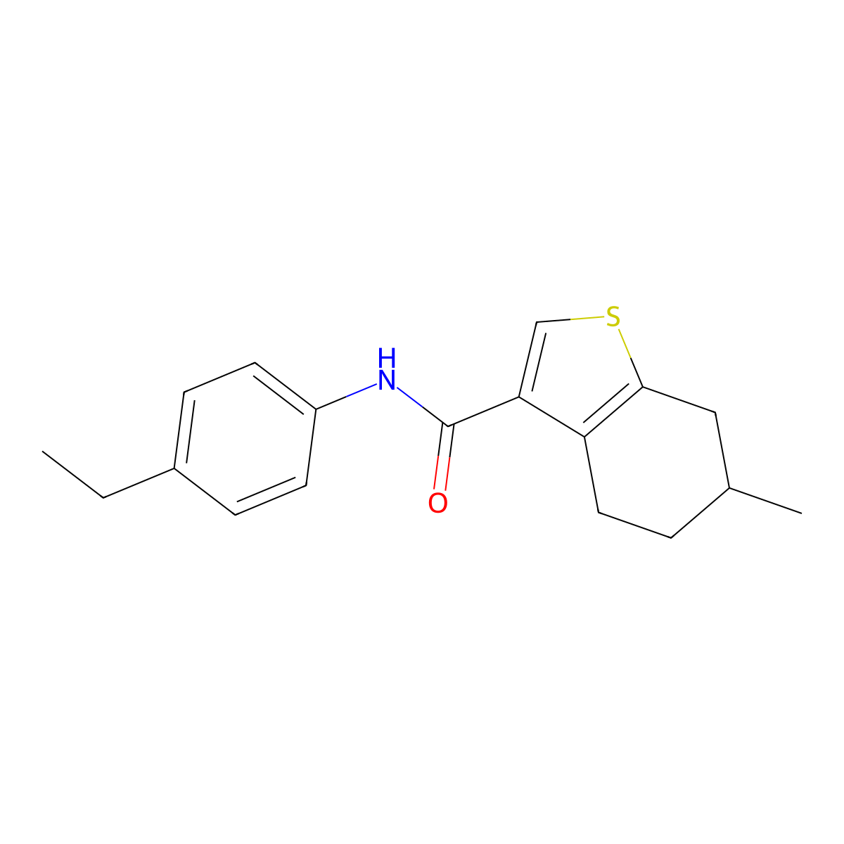 N-(4-ethylphenyl)-6-methyl-4,5,6,7-tetrahydro-1-benzothiophene-3-carboxamide molecular structure, CAS 846591-02-4