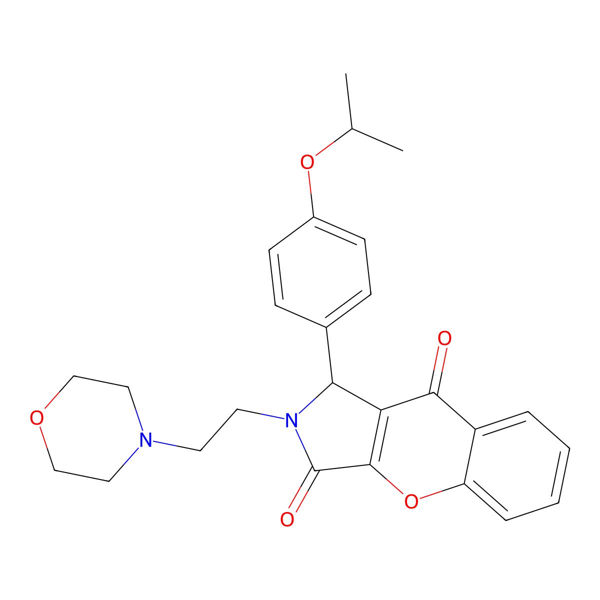 1-(4-Isopropoxyphenyl)-2-(2-morpholinoethyl)-1,2-dihydrochromeno[2,3-c]pyrrole-3,9-dione molecular structure, CAS 846591-44-4