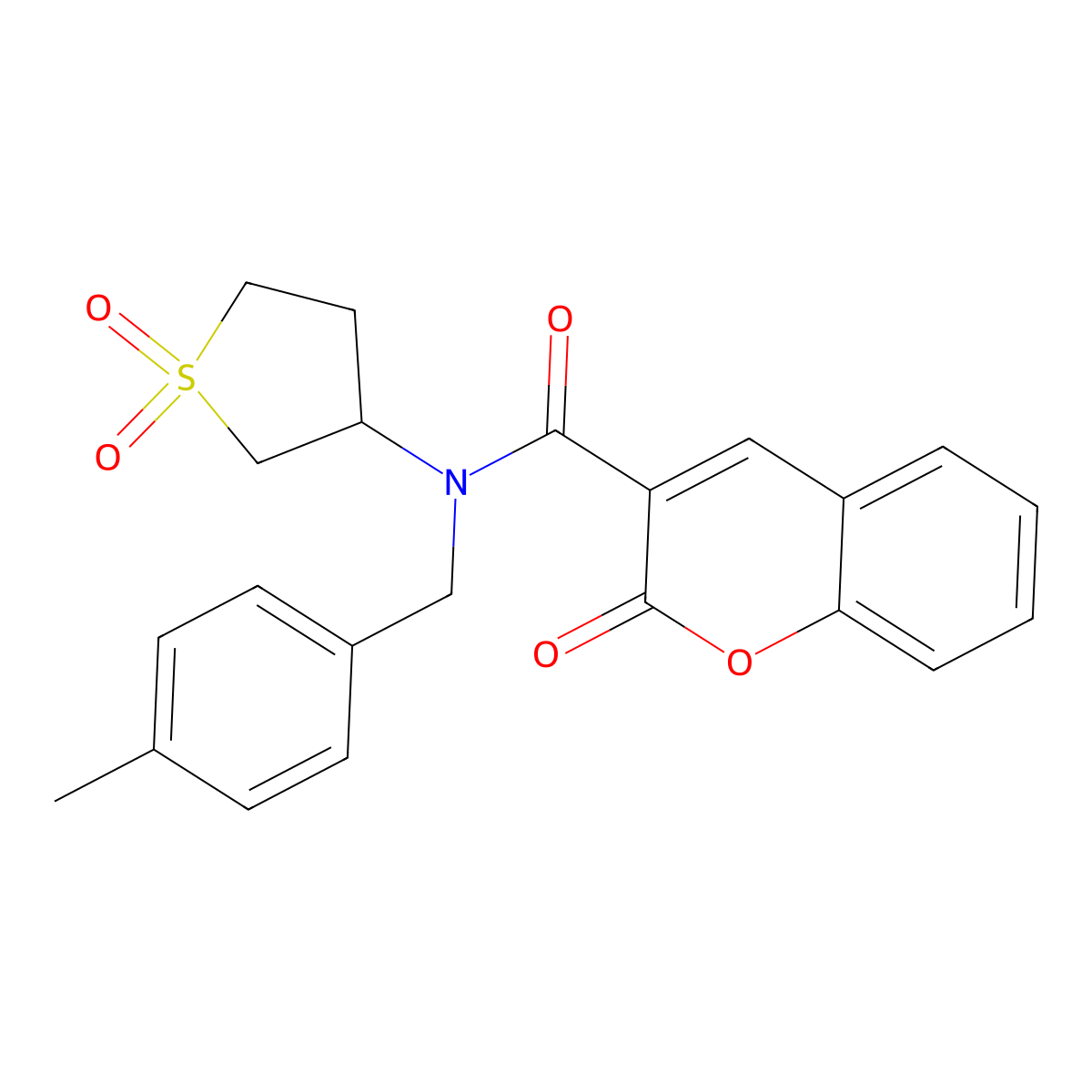 N-(1,1-dioxidotetrahydrothiophen-3-yl)-N-(4-methylbenzyl)-2-oxo-2H-chromene-3-carboxamide molecular structure, CAS 846591-70-6