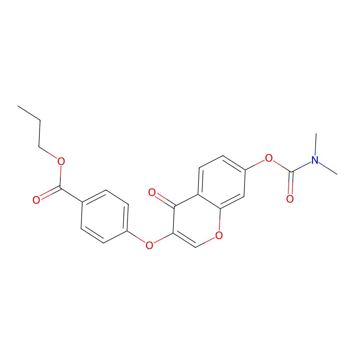 propyl 4-({7-[(dimethylcarbamoyl)oxy]-4-oxo-4H-chromen-3-yl}oxy)benzoate molecular structure, CAS 846591-77-3
