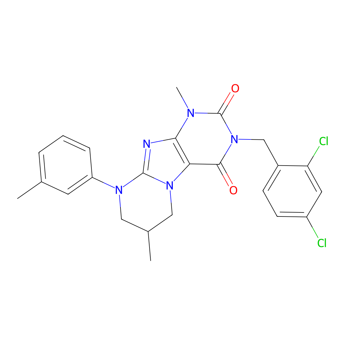 3-[(2,4-dichlorophenyl)methyl]-1,7-dimethyl-9-(3-methylphenyl)-7,8-dihydro-6H-purino[7,8-a]pyrimidine-2,4-dione molecular structure, CAS 846591-84-2