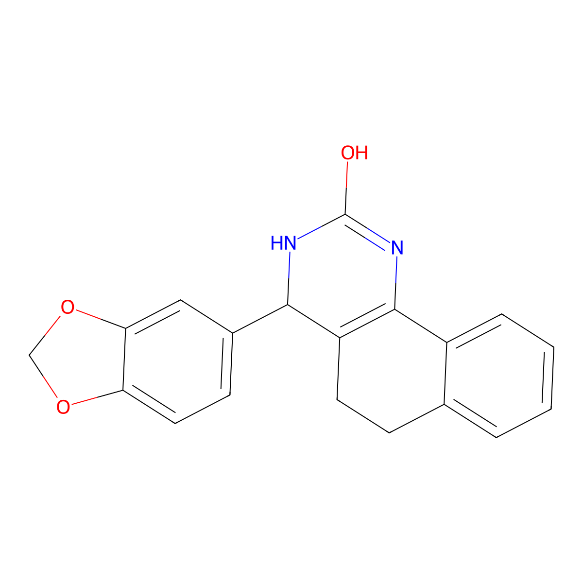 4-(1,3-benzodioxol-5-yl)-3,4,5,6-tetrahydro-1H-benzo[h]quinazolin-2-one molecular structure, CAS 846592-74-3