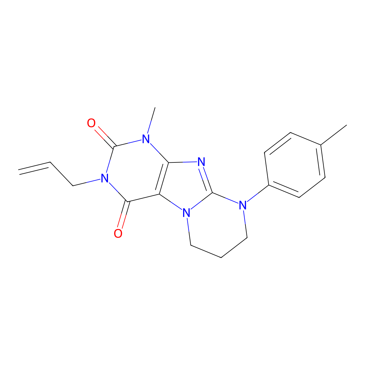 1-methyl-9-(4-methylphenyl)-3-prop-2-enyl-7,8-dihydro-6H-purino[7,8-a]pyrimidine-2,4-dione molecular structure, CAS 846593-48-4