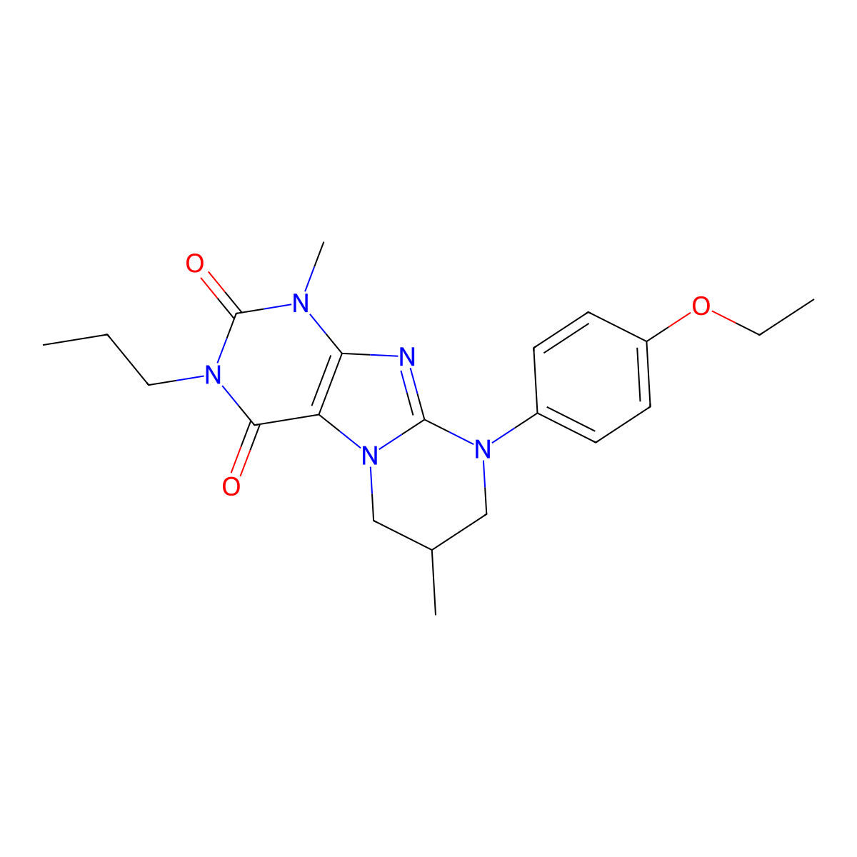 9-(4-ethoxyphenyl)-1,7-dimethyl-3-propyl-6,7,8,9-tetrahydropyrimido[2,1-f]purine-2,4(1H,3H)-dione molecular structure, CAS 846593-71-3