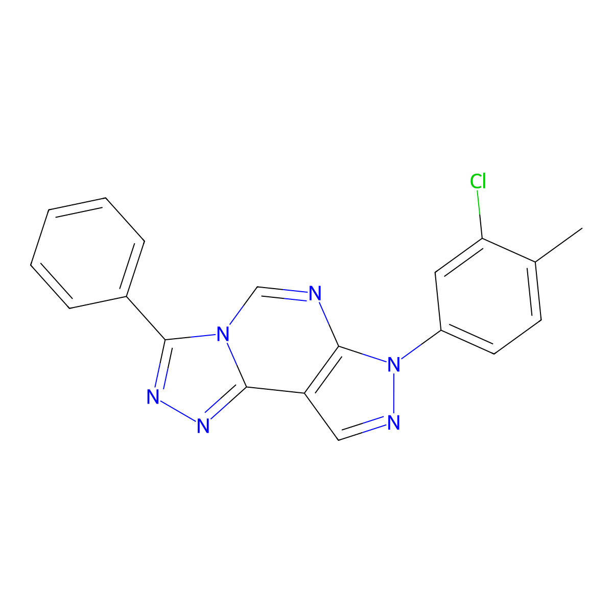 7-(3-chloro-4-methylphenyl)-3-phenyl-7H-pyrazolo[4,3-e][1,2,4]triazolo[4,3-c]pyrimidine molecular structure, CAS 846593-72-4