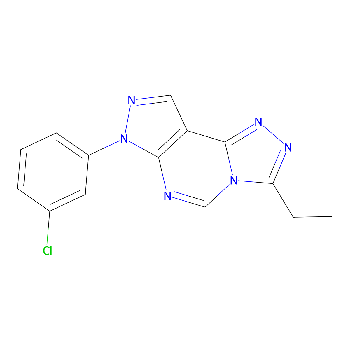 10-(3-Chlorophenyl)-5-ethyl-3,4,6,8,10,11-hexaazatricyclo[7.3.0.0^{2,6}]dodeca-1(9),2,4,7,11-pentaene molecular structure, CAS 846593-83-7