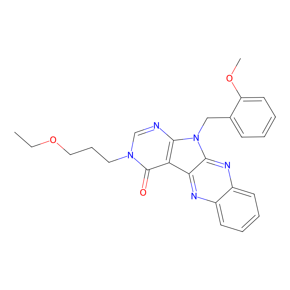 3-(3-ethoxypropyl)-11-(2-methoxybenzyl)-3,11-dihydro-4H-pyrimido[5',4':4,5]pyrrolo[2,3-b]quinoxalin-4-one molecular structure, CAS 846593-97-3
