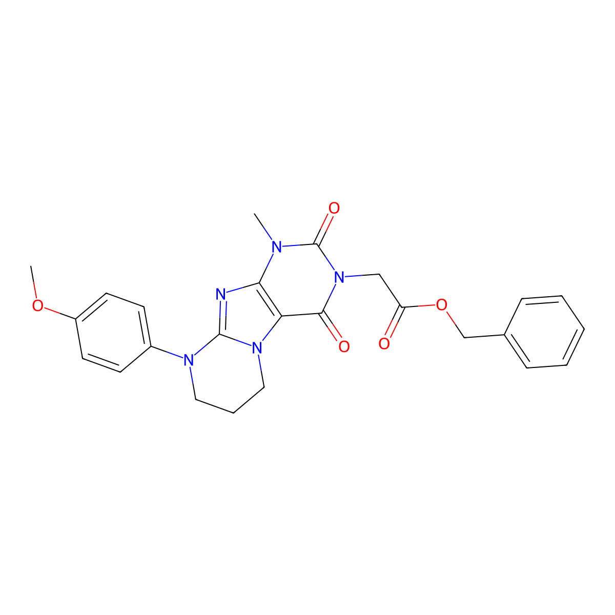 benzyl 2-[9-(4-methoxyphenyl)-1-methyl-2,4-dioxo-7,8-dihydro-6H-purino[7,8-a]pyrimidin-3-yl]acetate molecular structure, CAS 846594-11-4