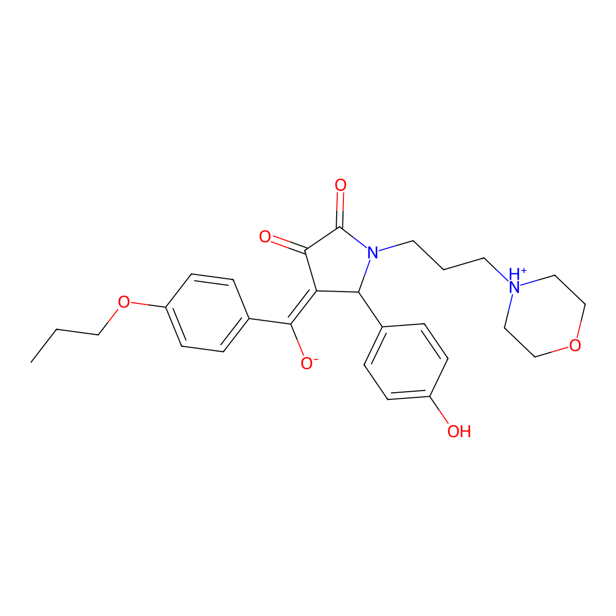 3-hydroxy-5-(4-hydroxyphenyl)-1-[3-(morpholin-4-yl)propyl]-4-(4-propoxybenzoyl)-2,5-dihydro-1H-pyrrol-2-one molecular structure, CAS 846594-35-2