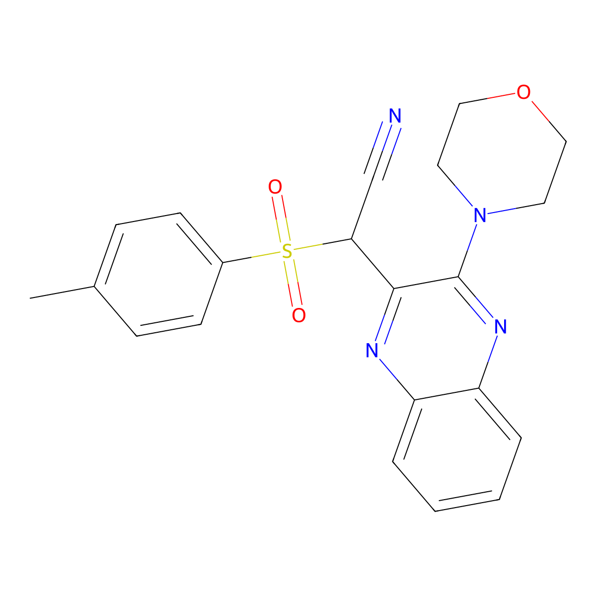((4-Methylphenyl)sulfonyl)(3-(4-morpholinyl)-2-quinoxalinyl)acetonitrile molecular structure, CAS 846594-62-5