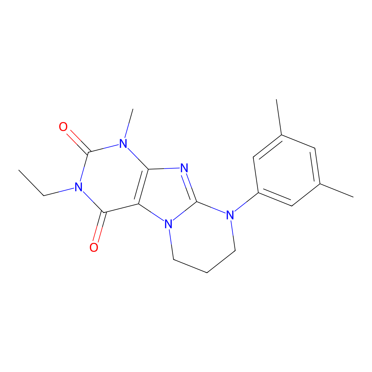9-(3,5-dimethylphenyl)-3-ethyl-1-methyl-7,8-dihydro-6H-purino[7,8-a]pyrimidine-2,4-dione molecular structure, CAS 846594-88-5