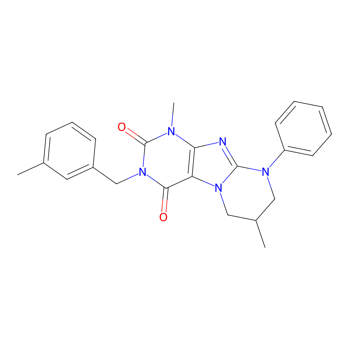 1,7-dimethyl-3-[(3-methylphenyl)methyl]-9-phenyl-7,8-dihydro-6H-purino[7,8-a]pyrimidine-2,4-dione molecular structure, CAS 846594-97-6