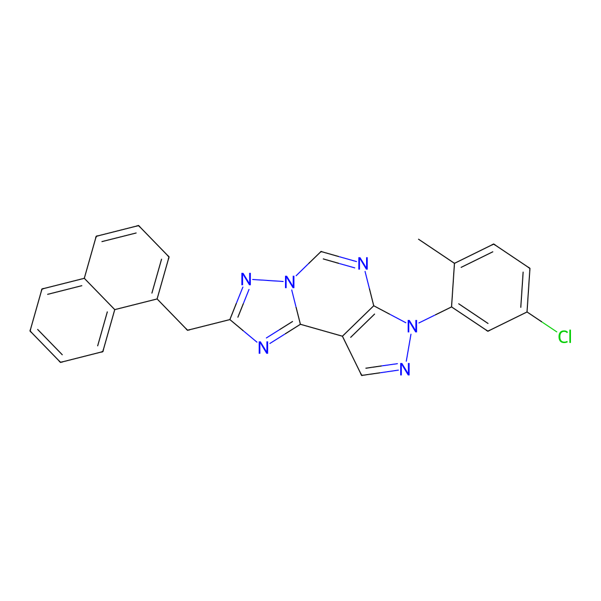 3-(5-Chloro-2-methylphenyl)-8-(naphthylmethyl)-6-hydropyrazolo[5,4-d]1,2,4-tri azolo[1,5-e]pyrimidine molecular structure, CAS 846596-53-0