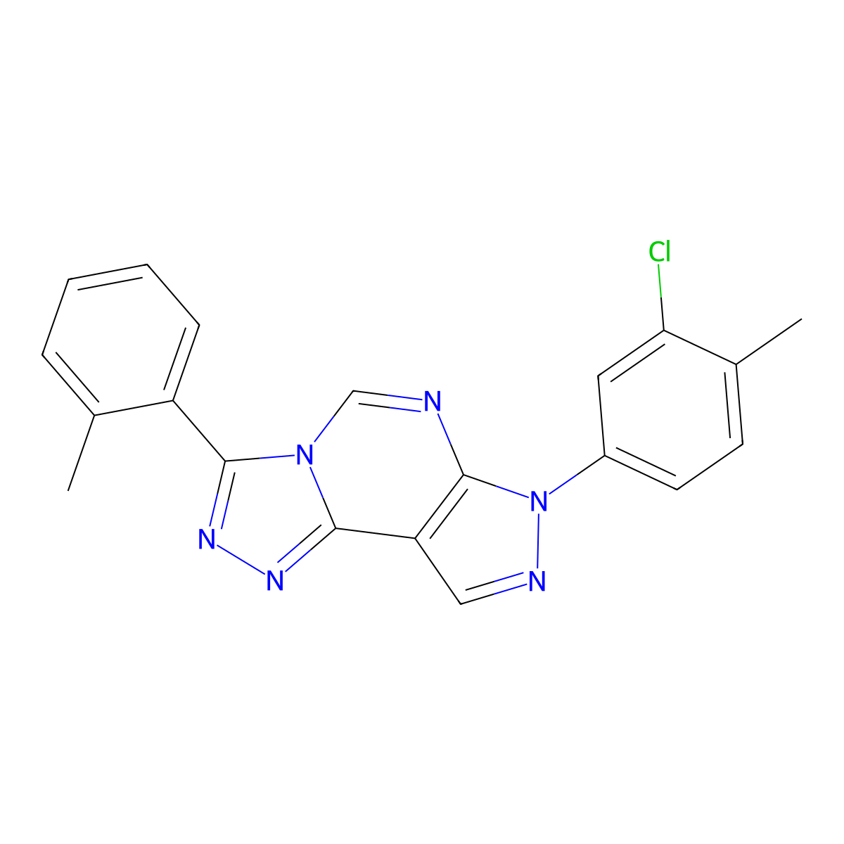 7-(3-chloro-4-methylphenyl)-3-(2-methylphenyl)-7H-pyrazolo[4,3-e][1,2,4]triazolo[4,3-c]pyrimidine molecular structure, CAS 846596-72-3