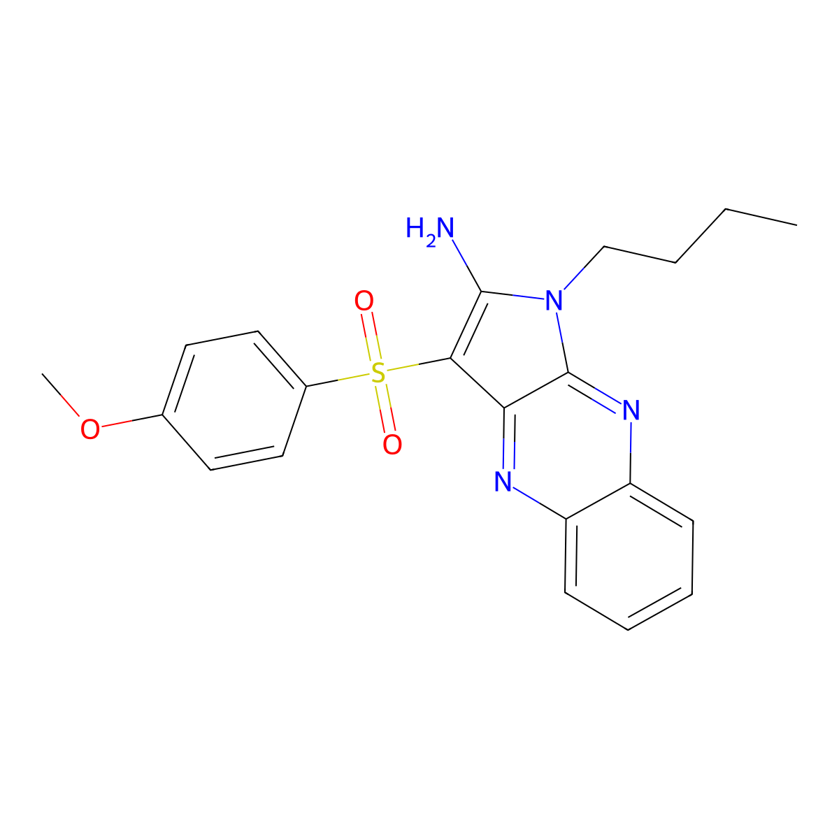 1-Butyl-3-(4-methoxyphenyl)sulfonylpyrrolo[3,2-b]quinoxalin-2-amine molecular structure, CAS 846597-11-3