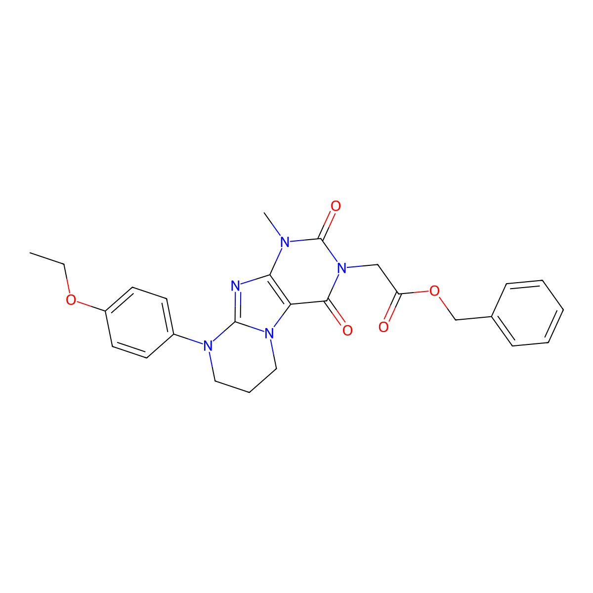 benzyl 2-[9-(4-ethoxyphenyl)-1-methyl-2,4-dioxo-1H,2H,3H,4H,6H,7H,8H,9H-pyrimido[1,2-g]purin-3-yl]acetate molecular structure, CAS 846597-32-8