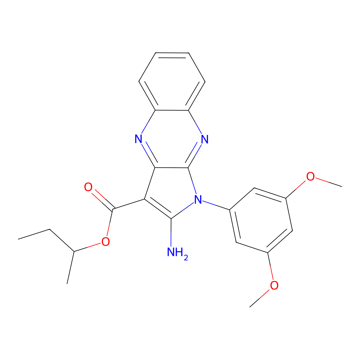 sec-butyl 2-amino-1-(3,5-dimethoxyphenyl)-1H-pyrrolo[2,3-b]quinoxaline-3-carboxylate molecular structure, CAS 846597-89-5