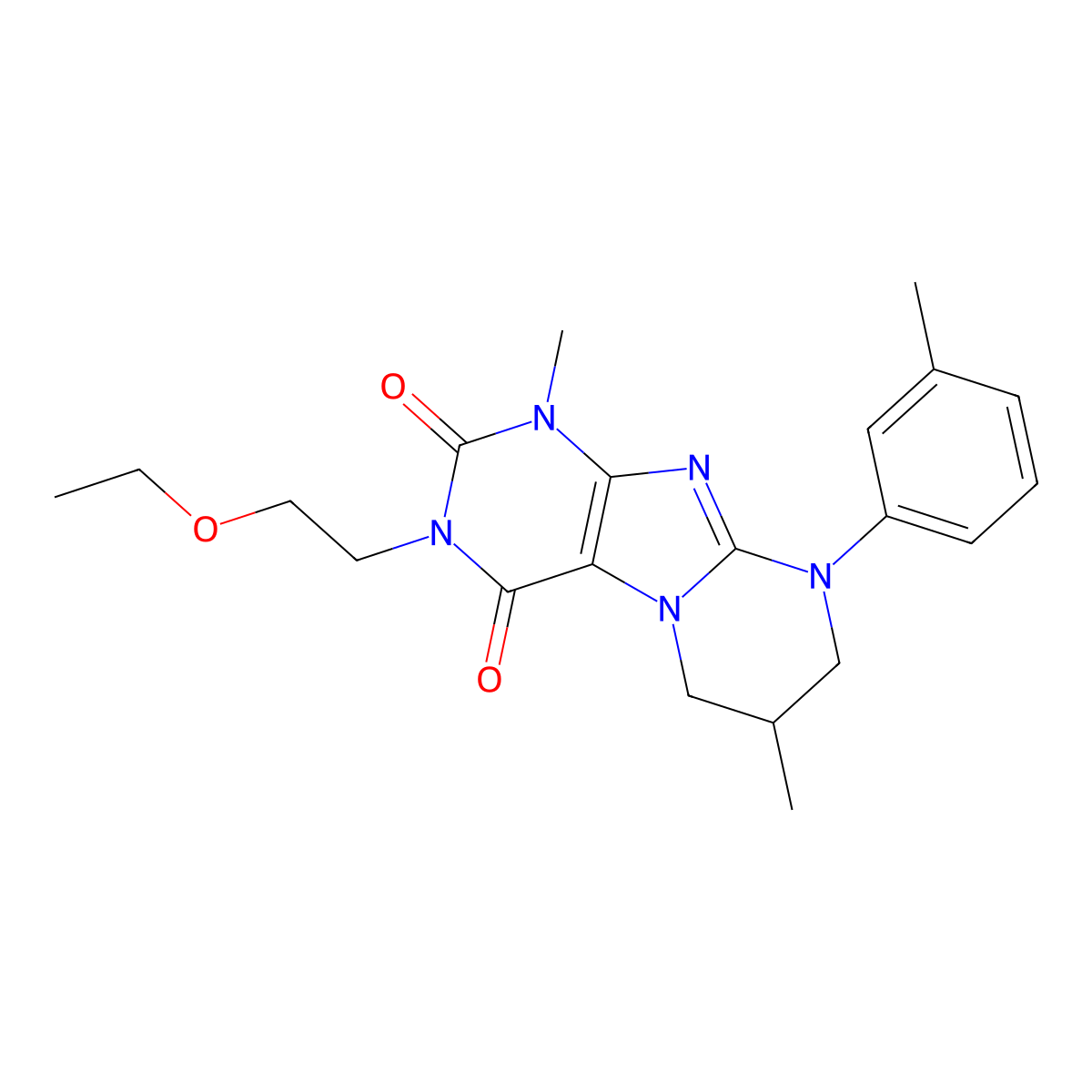 3-(2-ethoxyethyl)-1,7-dimethyl-9-(3-methylphenyl)-7,8-dihydro-6H-purino[7,8-a]pyrimidine-2,4-dione molecular structure, CAS 846598-42-3