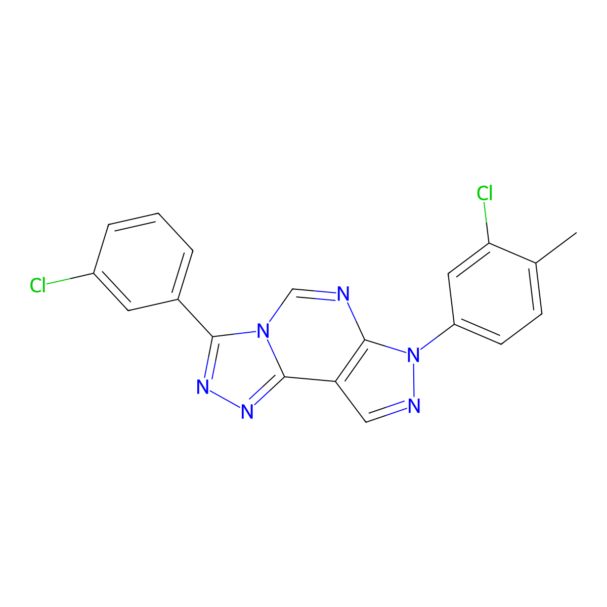 7-(3-chloro-4-methylphenyl)-3-(3-chlorophenyl)-7H-pyrazolo[4,3-e][1,2,4]triazolo[4,3-c]pyrimidine molecular structure, CAS 846598-44-5