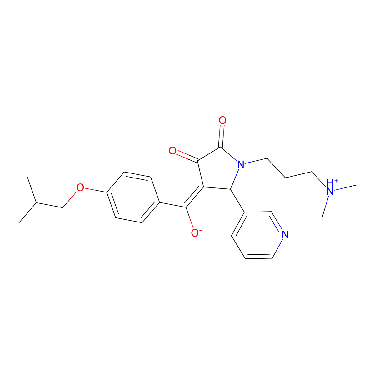 1-[3-(dimethylamino)propyl]-3-hydroxy-4-[4-(2-methylpropoxy)benzoyl]-5-(pyridin-3-yl)-2,5-dihydro-1H-pyrrol-2-one molecular structure, CAS 846598-90-1