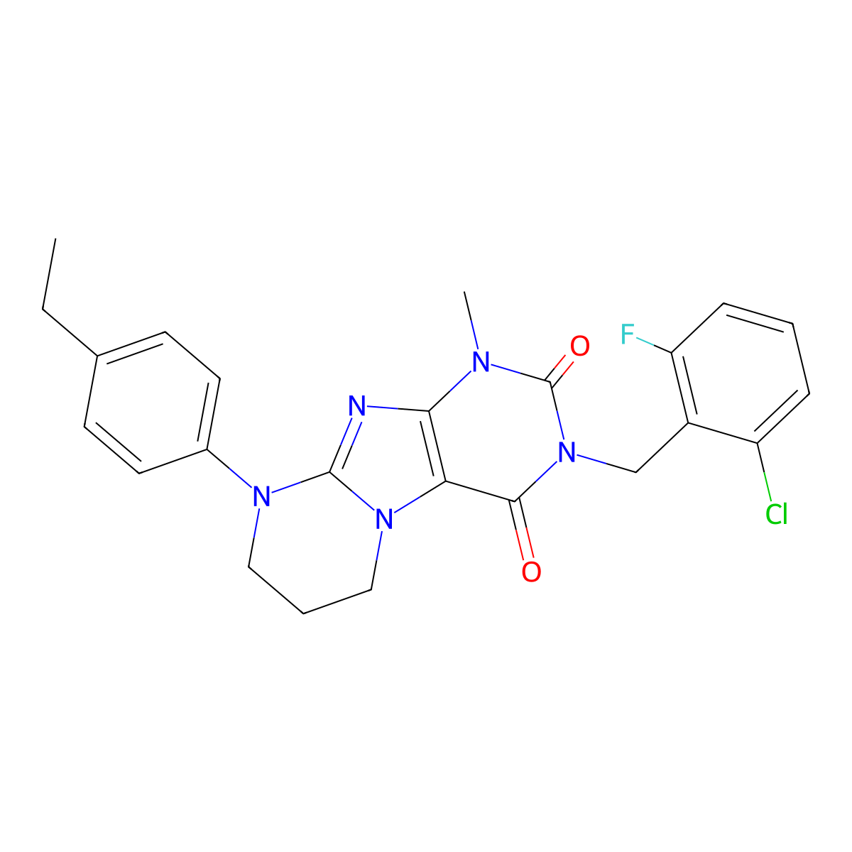 3-[(2-chloro-6-fluorophenyl)methyl]-9-(4-ethylphenyl)-1-methyl-7,8-dihydro-6H-purino[7,8-a]pyrimidine-2,4-dione molecular structure, CAS 846599-16-4