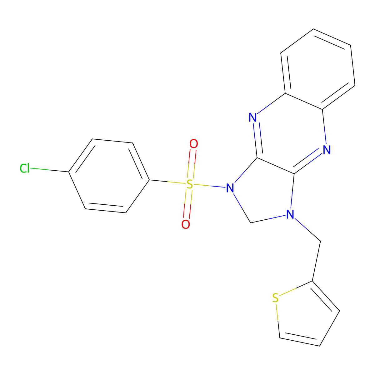 1-((4-chlorophenyl)sulfonyl)-3-(thiophen-2-ylmethyl)-2,3-dihydro-1H-imidazo[4,5-b]quinoxaline molecular structure, CAS 846599-36-8
