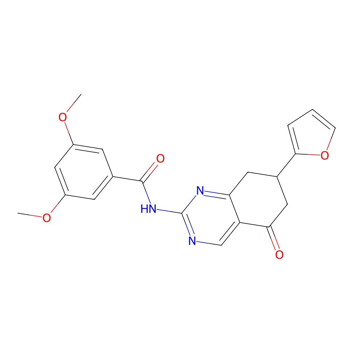 N-[7-(furan-2-yl)-5-oxo-5,6,7,8-tetrahydroquinazolin-2-yl]-3,5-dimethoxybenzamide molecular structure, CAS 846599-66-4