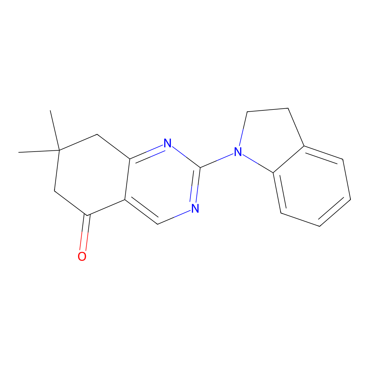 2-(2,3-dihydro-1H-indol-1-yl)-7,7-dimethyl-7,8-dihydroquinazolin-5(6H)-one molecular structure, CAS 846599-68-6