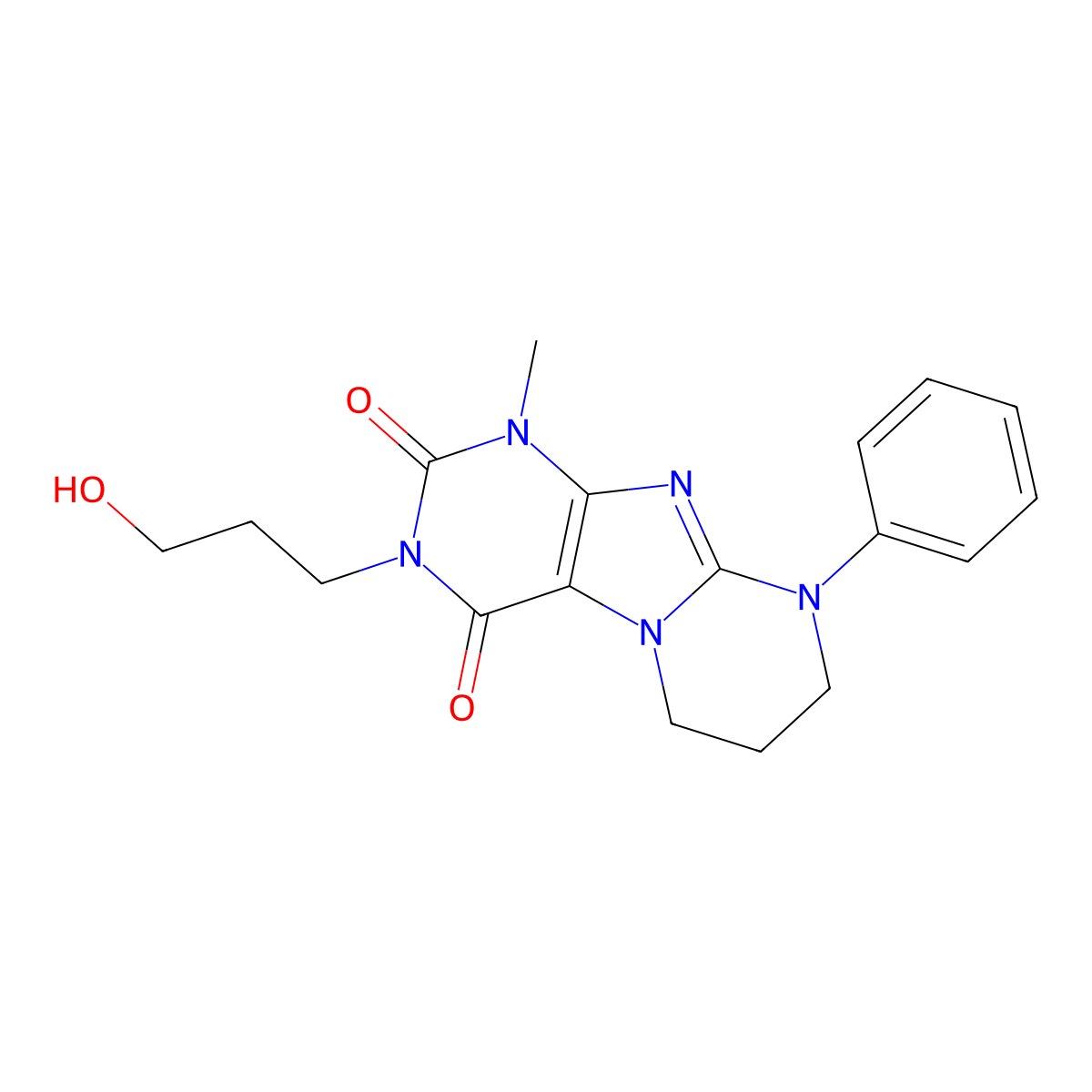 3-(3-hydroxypropyl)-1-methyl-9-phenyl-7,8-dihydro-6H-purino[7,8-a]pyrimidine-2,4-dione molecular structure, CAS 846600-03-1