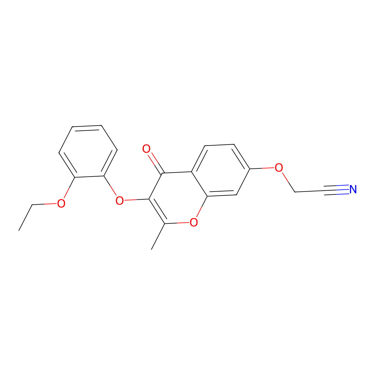 2-((3-(2-ethoxyphenoxy)-2-methyl-4-oxo-4H-chromen-7-yl)oxy)acetonitrile molecular structure, CAS 846600-07-5