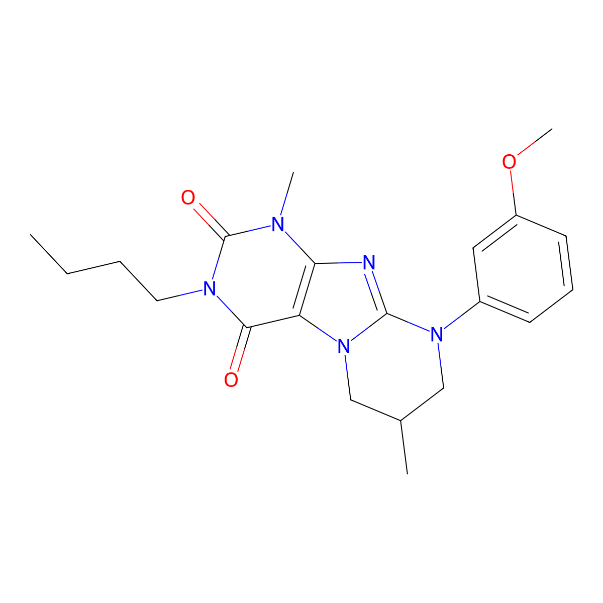 3-butyl-9-(3-methoxyphenyl)-1,7-dimethyl-7,8-dihydro-6H-purino[7,8-a]pyrimidine-2,4-dione molecular structure, CAS 846600-25-7