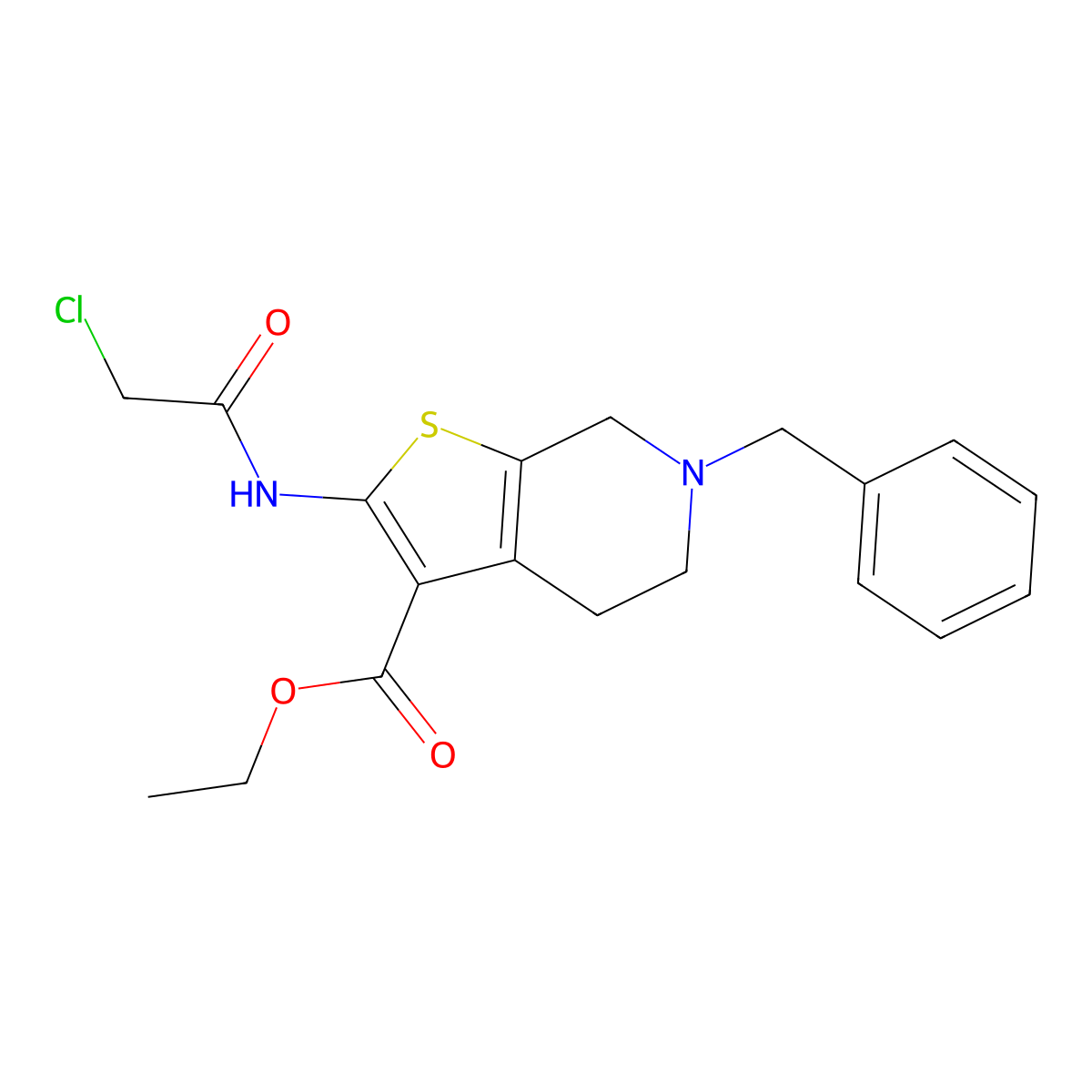 Ethyl 6-benzyl-2-[(chloroacetyl)amino]-4,5,6,7-tetrahydrothieno[2,3-c]pyridine-3-carboxylate molecular structure, CAS 846600-29-1